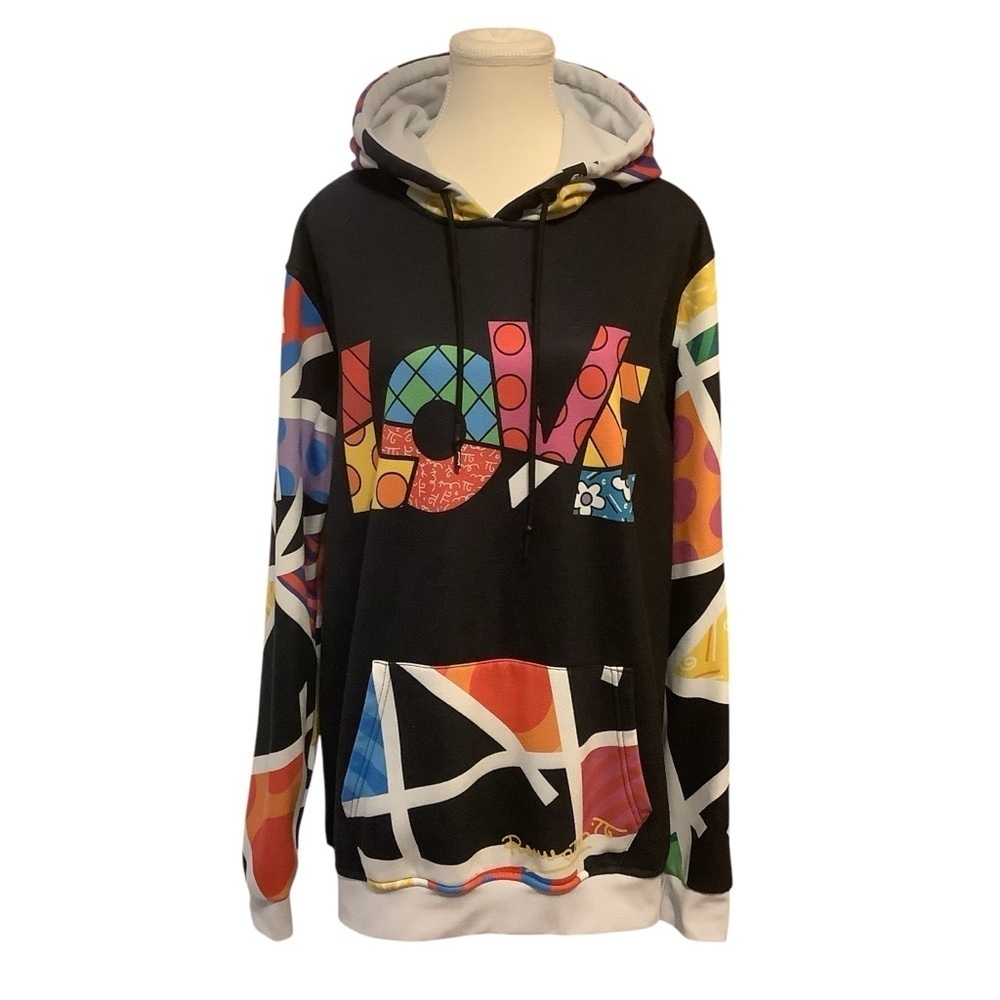 FRESH HOODS BY BRITTO MULTI-COLOUR ABSTRACT LOVE HODDIE/ SWEATSHIRT/ Size S